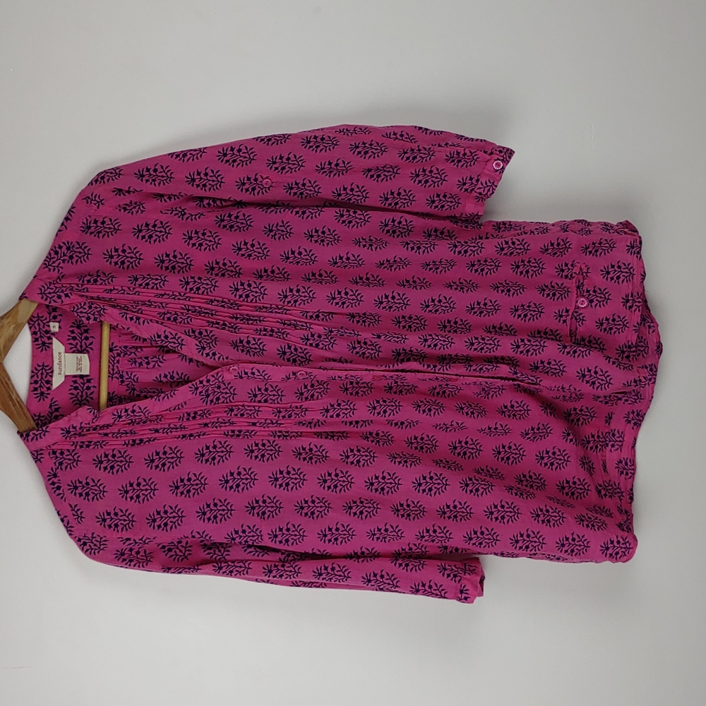 Sundance Cotton Button Up Blouse Pink with Floral Design